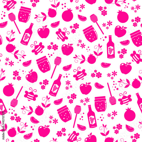 seamless pattern for Rosh Hashanah (Hebrew New Year)