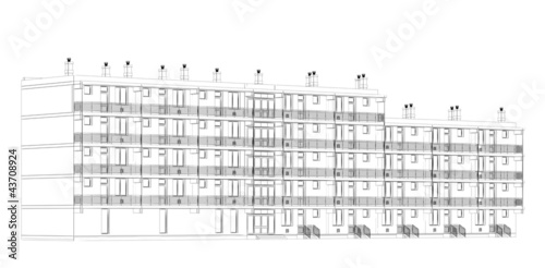 architectural wire-frame plan