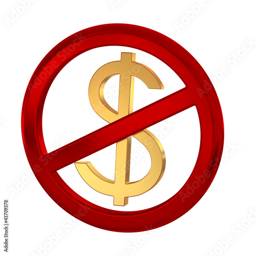 No cash sign dollar symbol
