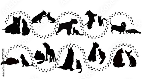 animals cats and dogs traces of the vector
