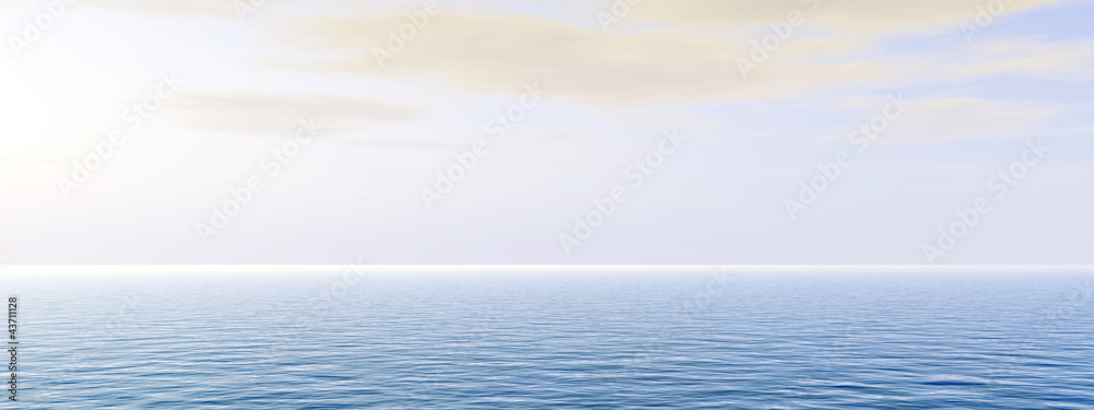 High resolution blue water and sky with clouds