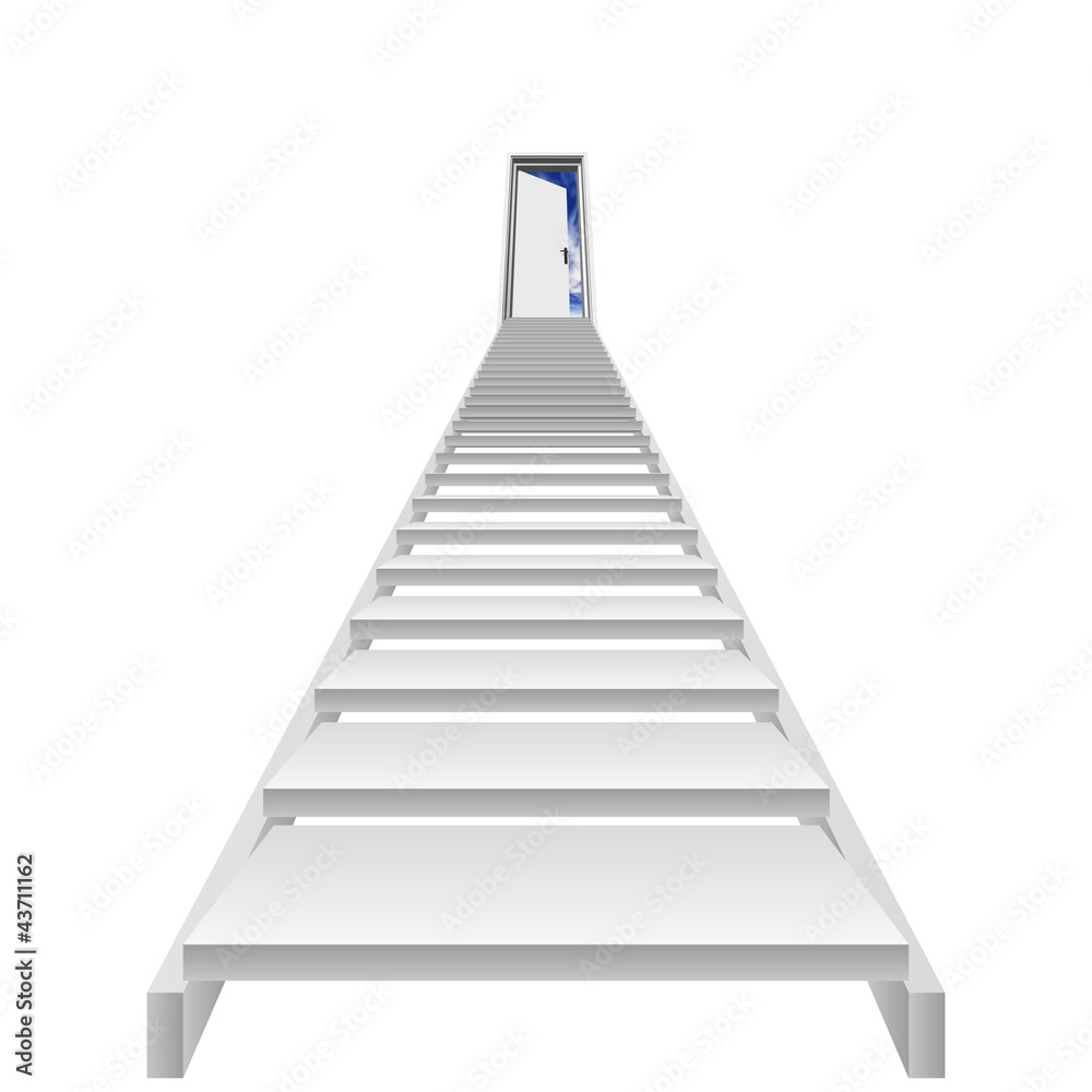 High resolution conceptual 3d stair, opened door High resolution conceptual 3d stair, opened door