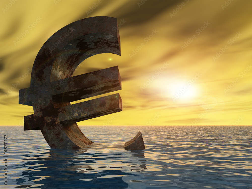 Fototapeta premium High resolution conceptual euro in water
