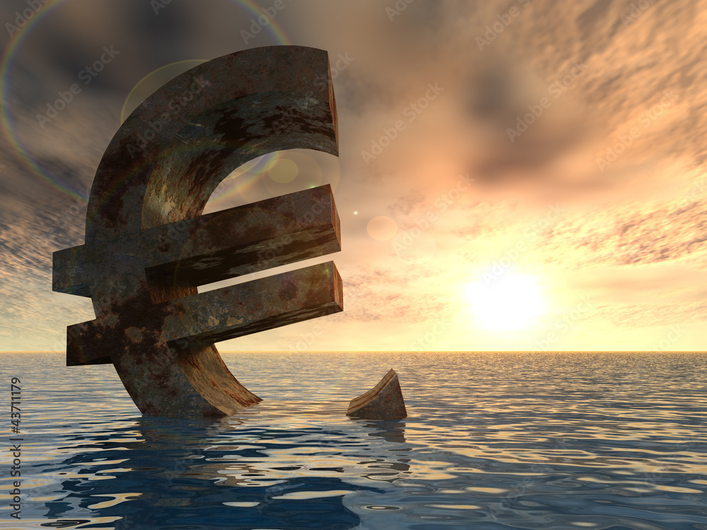 Fototapeta premium High resolution conceptual euro in water