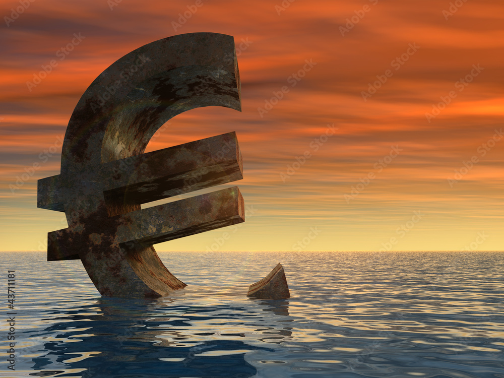 Fototapeta premium High resolution conceptual euro in water