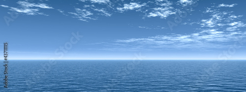 High resolution blue water and sky with clouds
