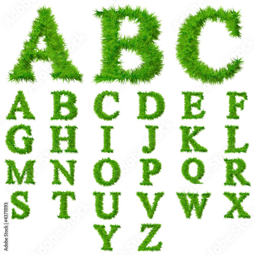 High resolution conceptual grass fonts set