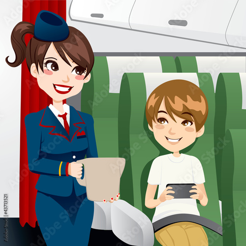 Stewardess Serving Water