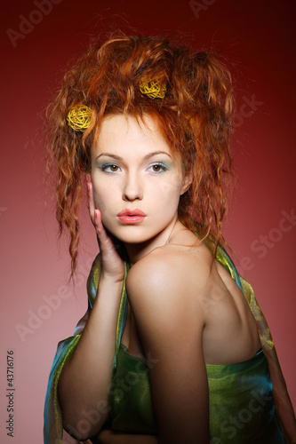 Portrait of beautiful sexual redheaded girl