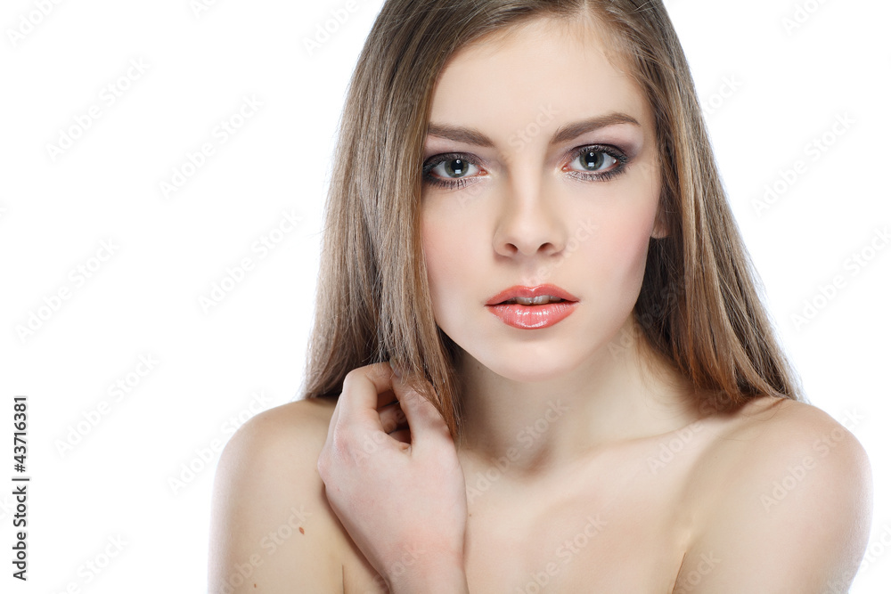 Portrait of beautiful girl, emotions, cosmetics Portrait of beautiful girl, emotions, cosmetics
