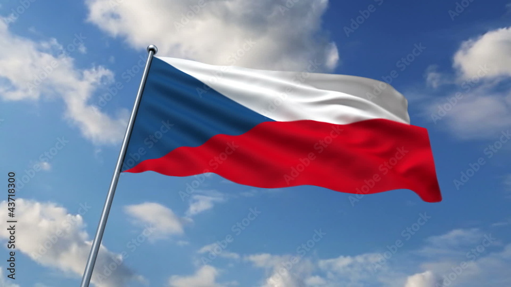 Czech flag waving against clouds background Czech flag waving against clouds background