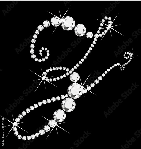 Z italic letter with diamonds