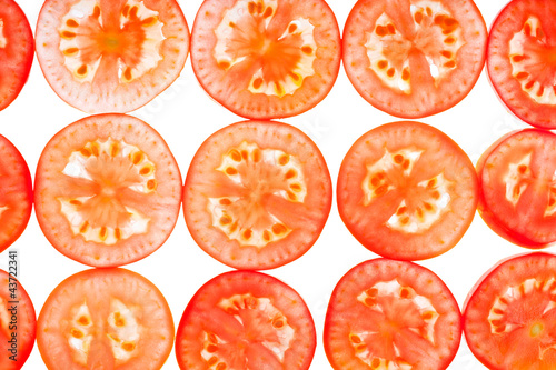 Background thinly sliced tomato