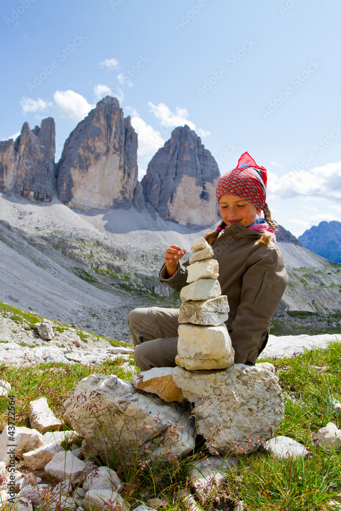 Girl on hike, Tre Cime di Lavaredo  - Dolomite - Italy