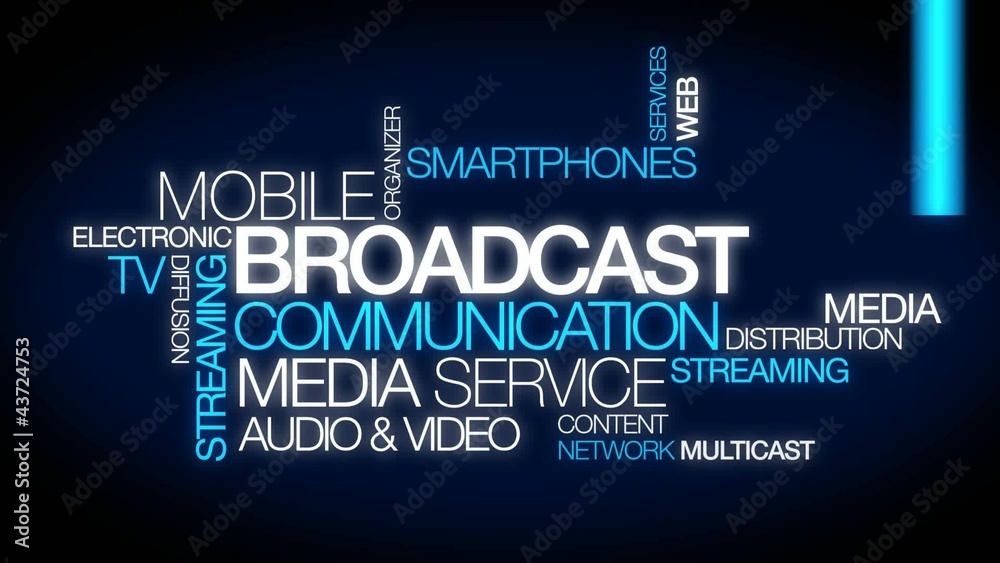 Broadcast communication network word tag cloud video
