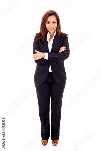 Young Businesswoman portrait full length on white background