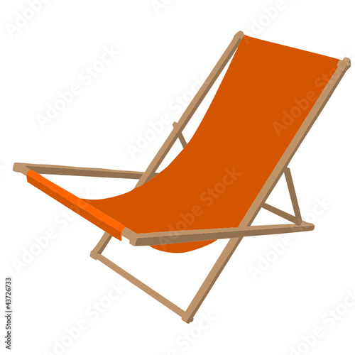 Orange beach chair, vector illustration