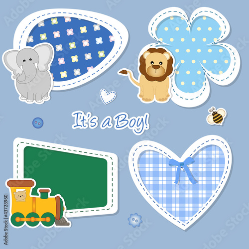 baby stickers - leone, elefante, trenino, cuore photo