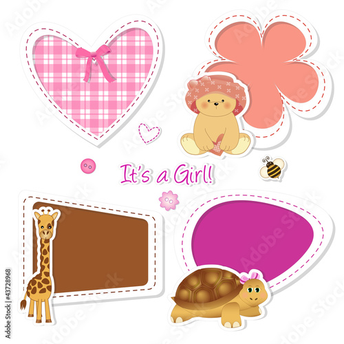 baby stickers - orsetta, giraffa, tartaruga, cuore