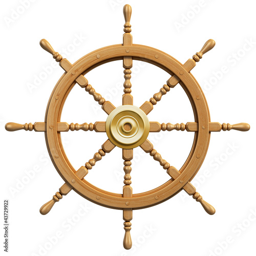 3d ship wheel isolated on white background