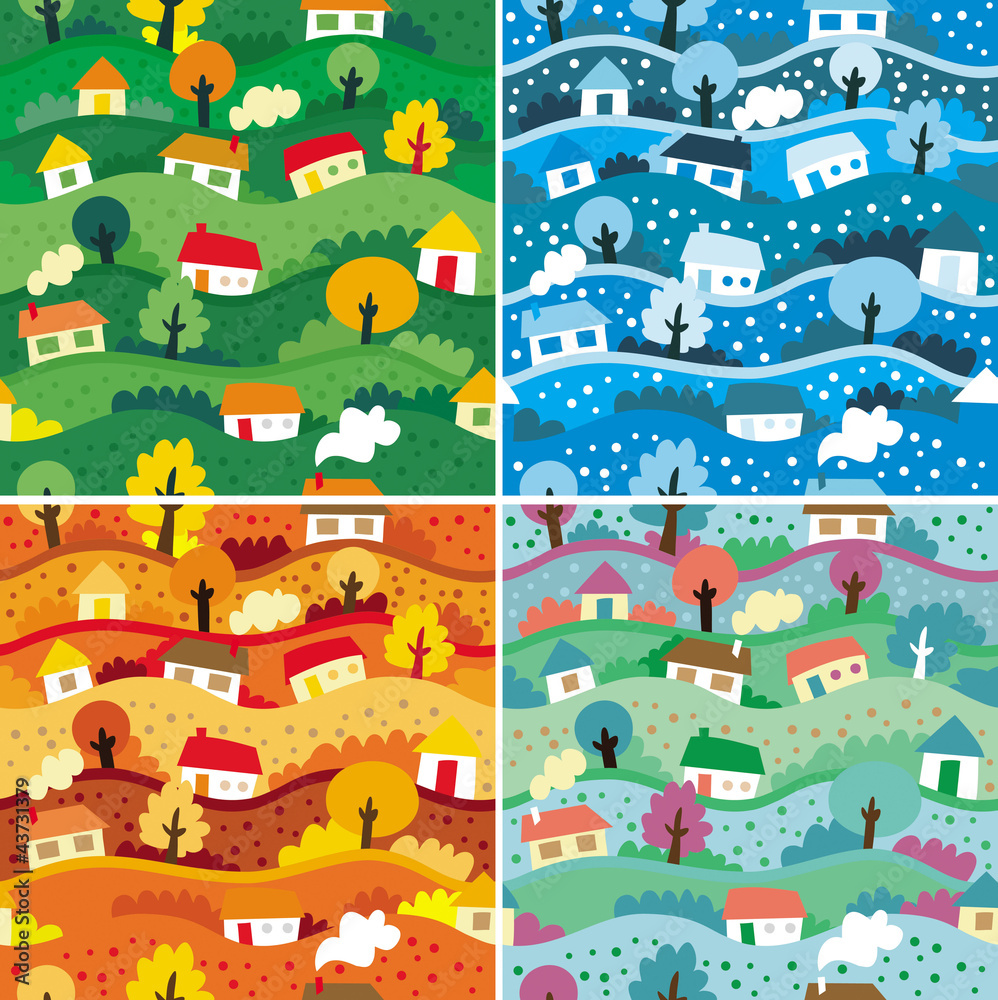 Seamless patterns with 4 seasons