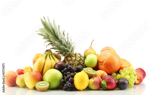 Assortment of exotic fruits isolated on white