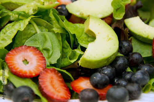 Grilled chicken with lettuce and fruit photo