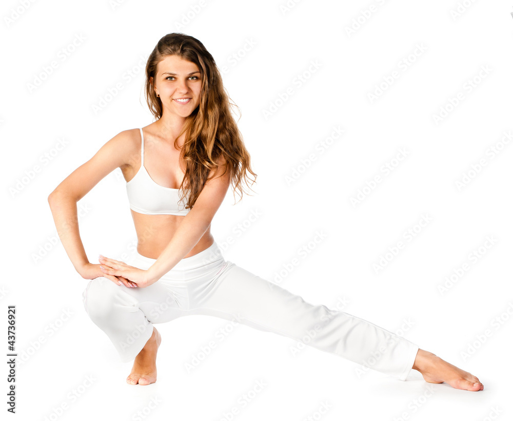 young woman doing fitness exercises young woman doing fitness exercises