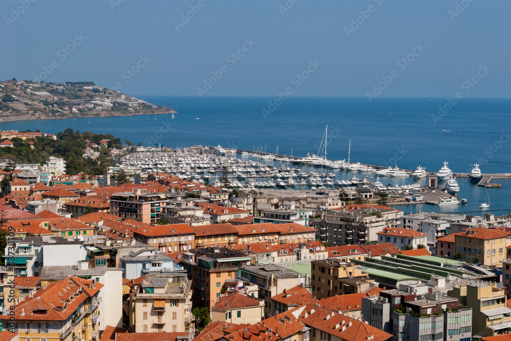 Sanremo city and harbour view, Italy
