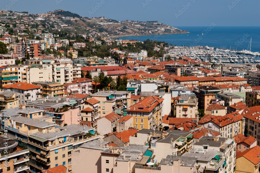Sanremo city and harbour view, Italy