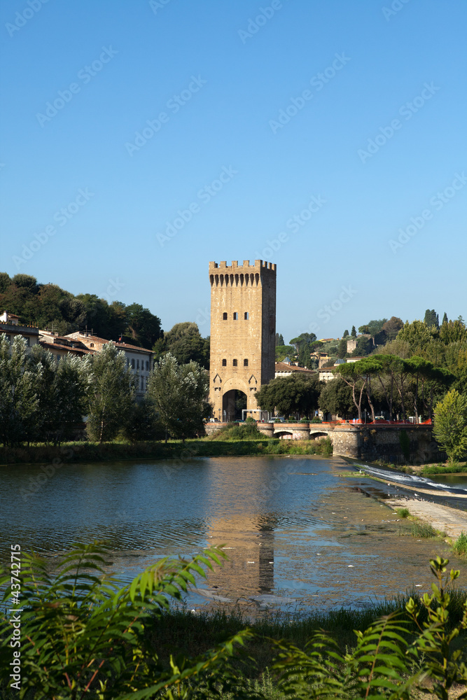 Torre San Niccolo near Arno river i in Florence,