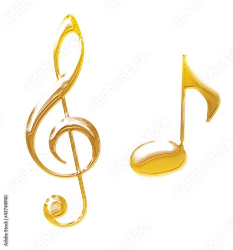 Złote nuty muzyczne klucz wiolinowy