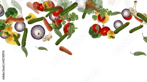 fresh vegetables falling down animation