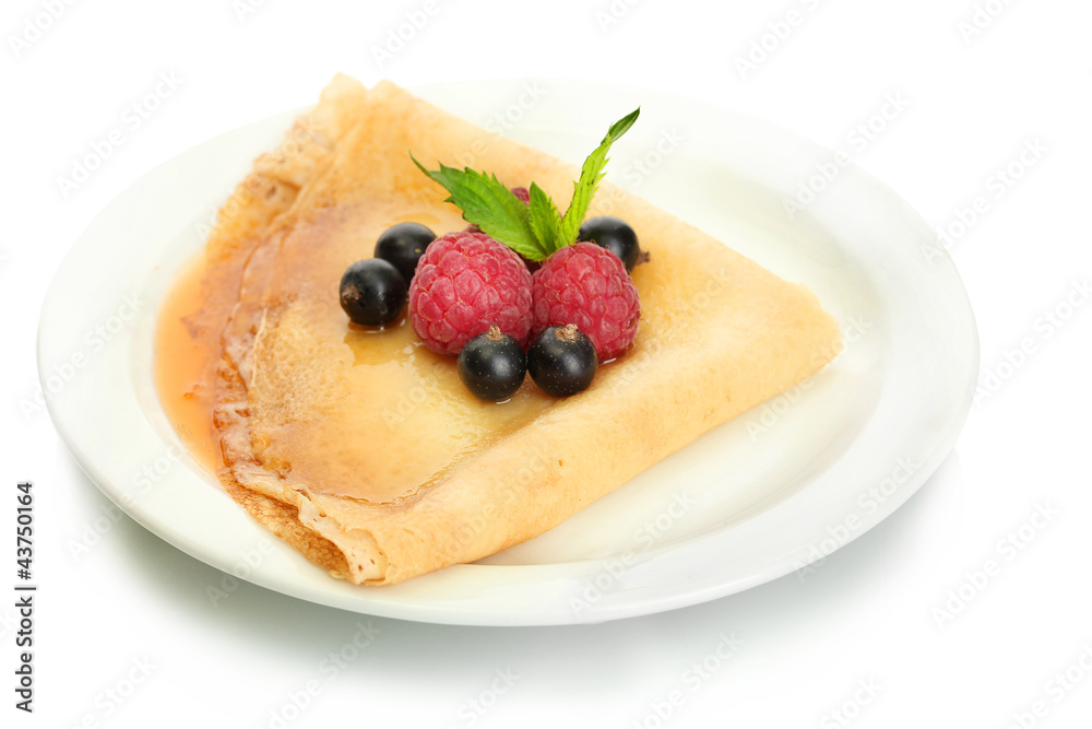 Delicious pancake with berries and honey Delicious pancake with berries and honey