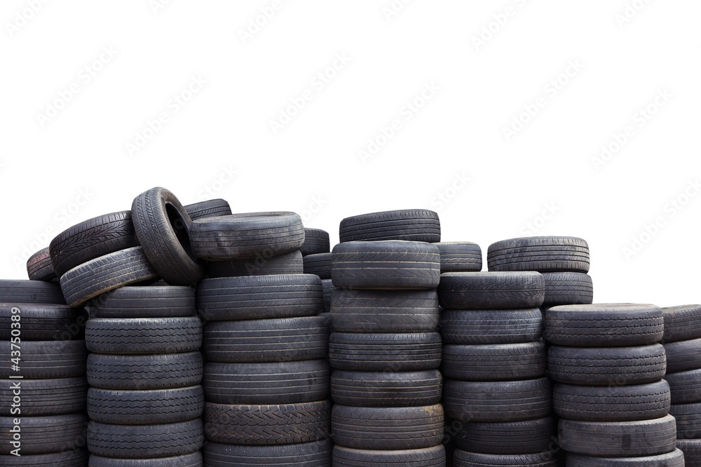 Old car tires isolated on white background Old car tires isolated on white background