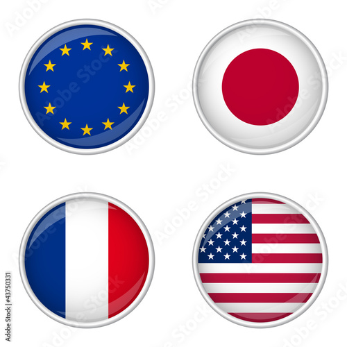 Button Sammlung - Europa, Japan, Frankreich, USA