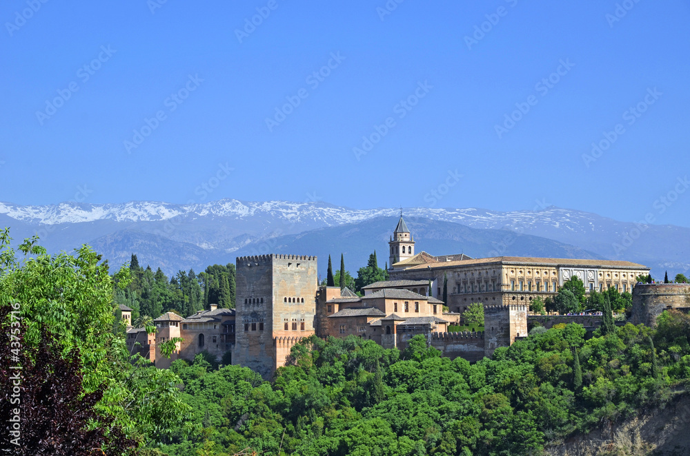 Alhambra at sunset.