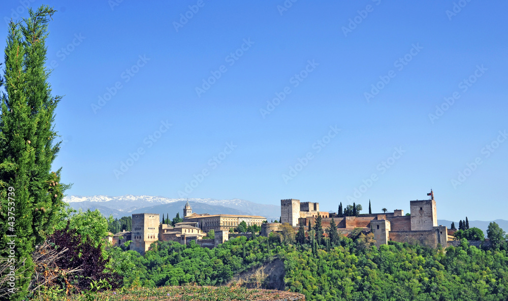 Alhambra at sunset.