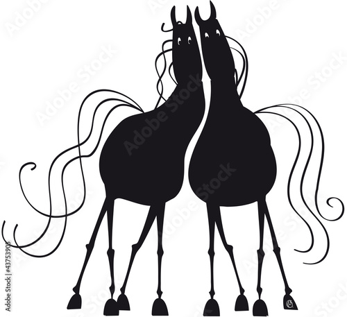 silhouette couple de chevaux amoureux