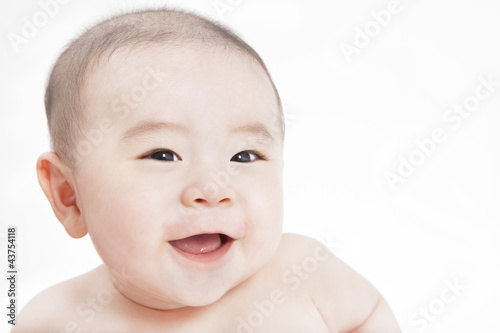 close up face of asian baby
