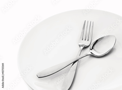 plate with spoon and fork