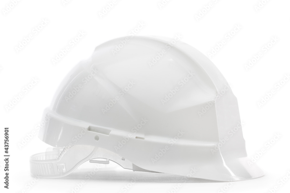 Fototapeta premium White hard hat in profile, isolated on white