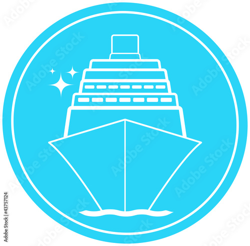 blue sea sign with ship in round and star