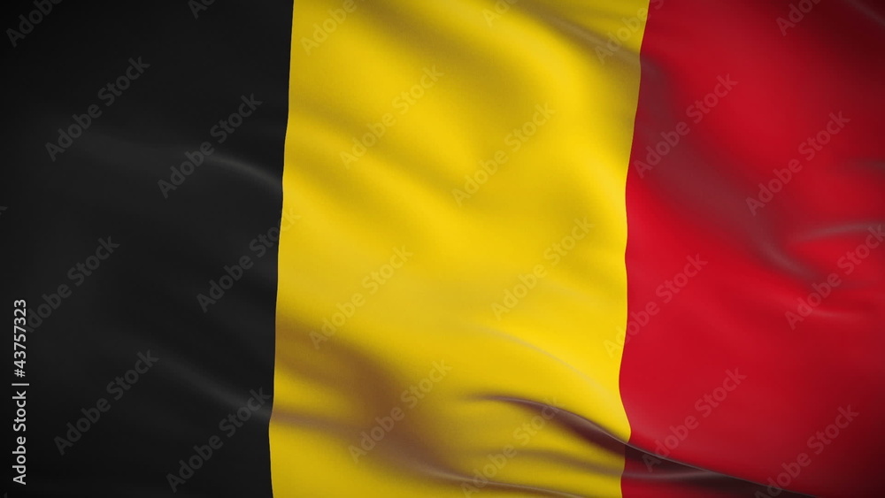 Highly detailed Belgian flag ripples in the wind. Looped Highly detailed Belgian flag ripples in the wind. Looped