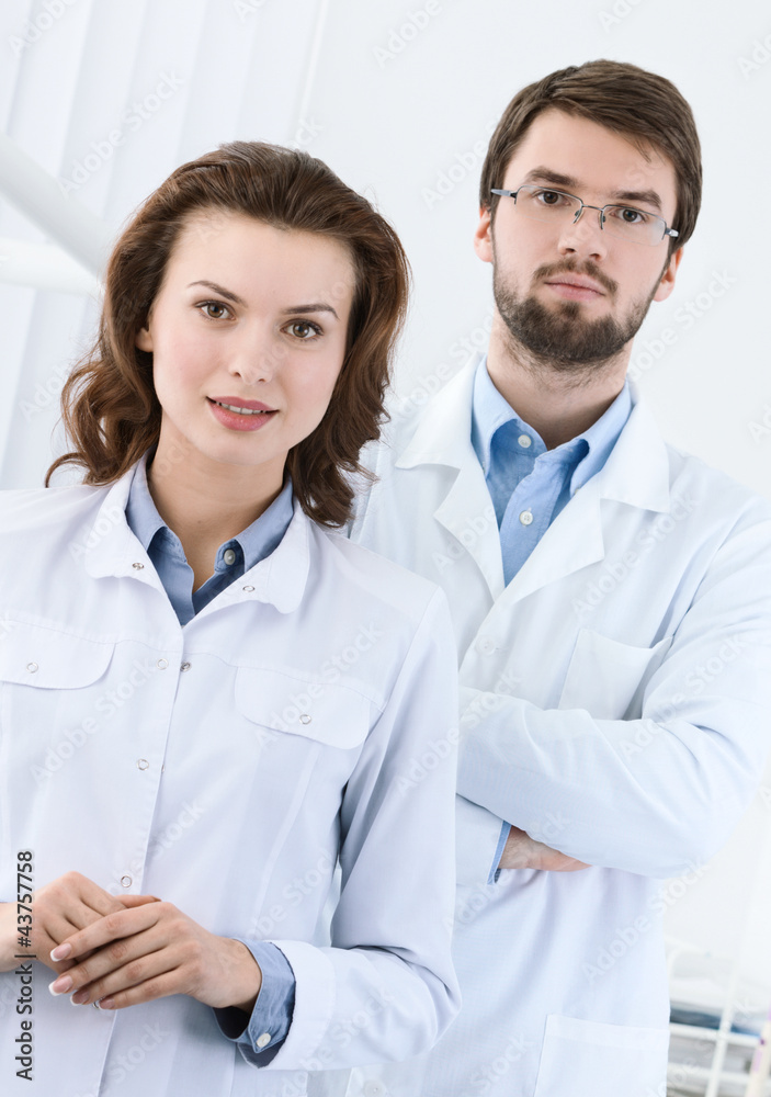 Medical staff is waiting for the patient, white background Medical staff is waiting for the patient, white background