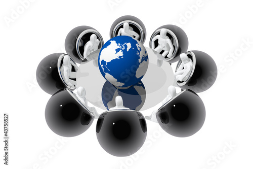 Reunión alrededor de bola del mundo