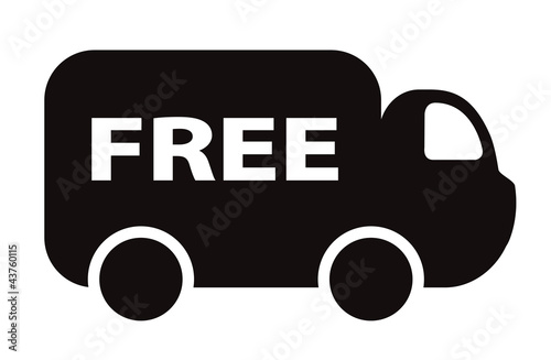Truck with free delivery isolated on white