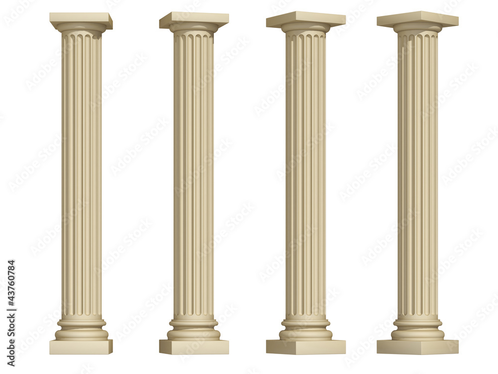 columns on a white background - obrazy, fototapety, plakaty 