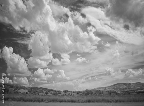 infra red photography landscape with dramatic sky