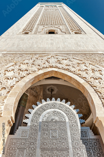 Entrance gate Hassan II Mosque minaret Casablanca Morocco